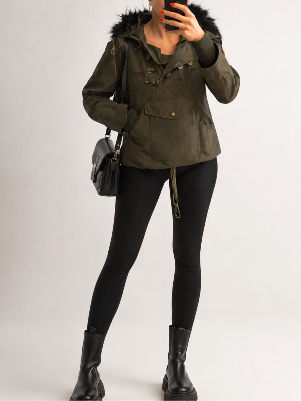 Nicholas K. olive green utility with real lama hood parka size XS-S. No tags